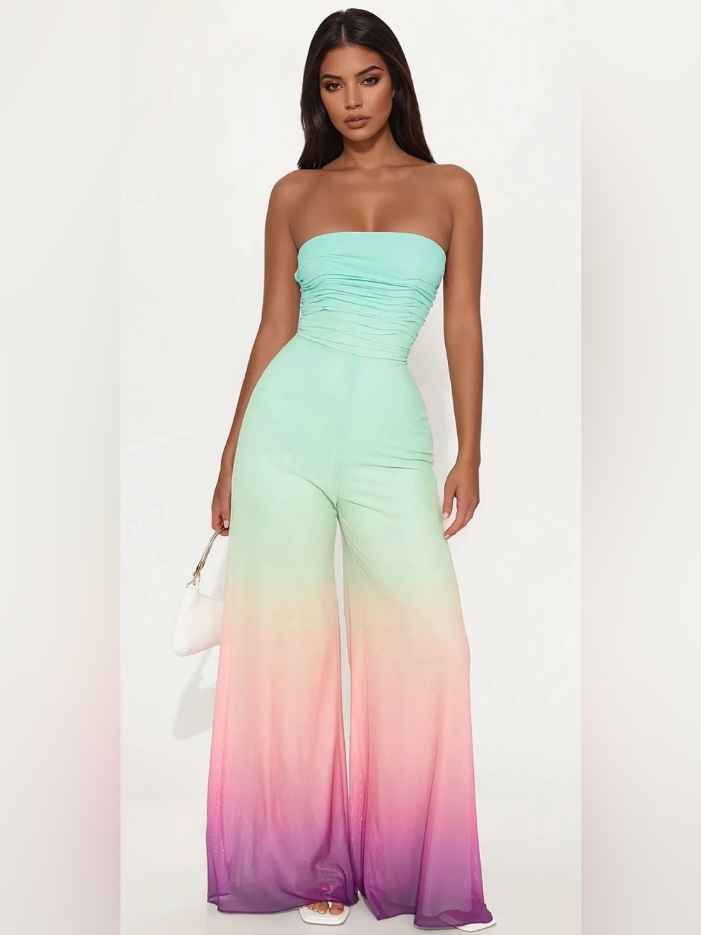 Fashion Nova Sipping Mai Tais Mesh Jumpsuit - Aqua/Combo